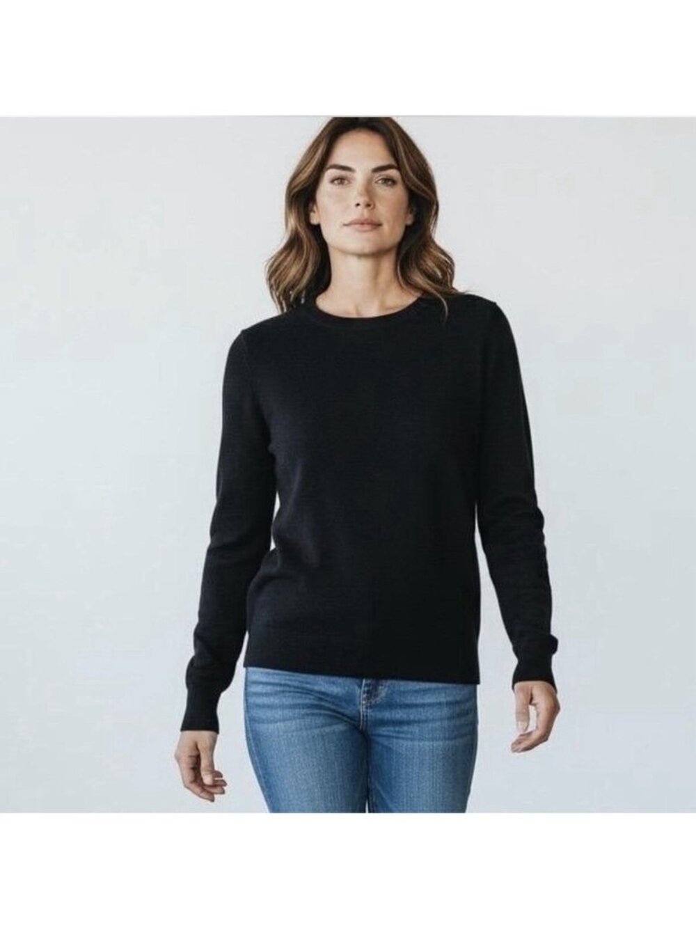 J.Crew Women’s Solid Black 100% Italian Cashmere Crewneck Sweater Xs